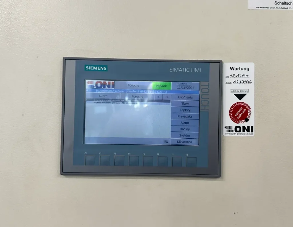 Nástěnný ovládací panel Siemens SIMATIC HMI