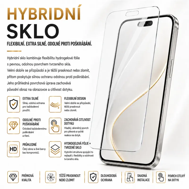 Hybridní ochranné sklo na telefon a jeho vlastnosti